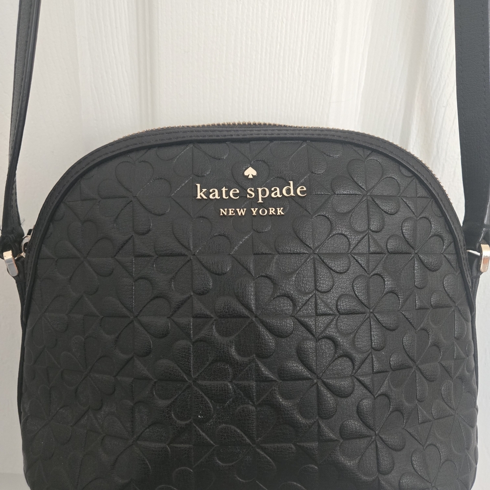 Kate Spade Black Floral Embossed Crossbody Bag